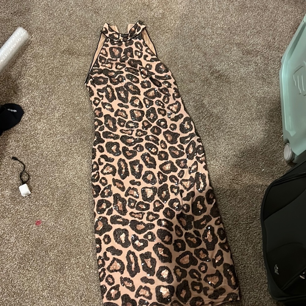 Sho midi dress, with animal print sequins
